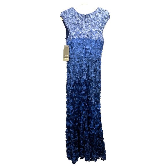Theia Couture $648 Chelsea Ombre Blue Petal Formal Gown Maxi Dress Size 8 NWT - Picture 8 of 8
